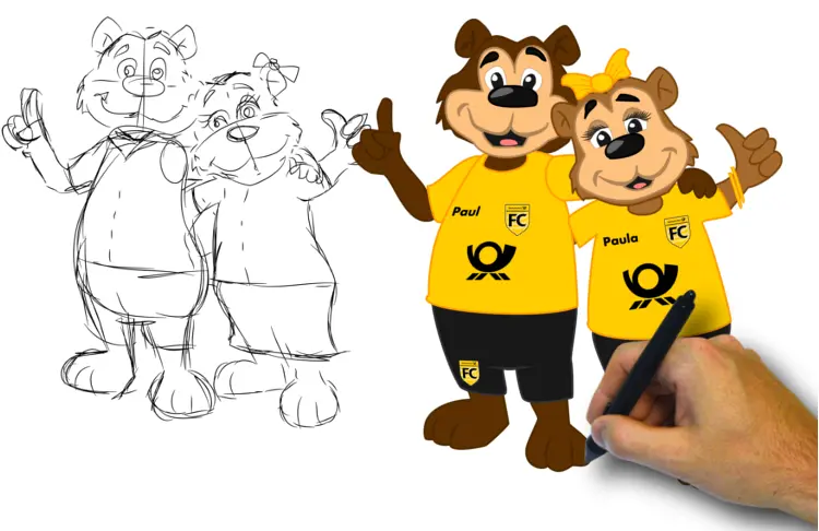 Diseño de Mascota Einzigartiges Maskottchendesign für den Fußballverein der Deutschen Post von Promo Bears